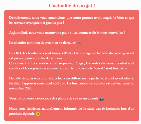 Actualité du projet crowdfunding La Première Brique La Fournaise