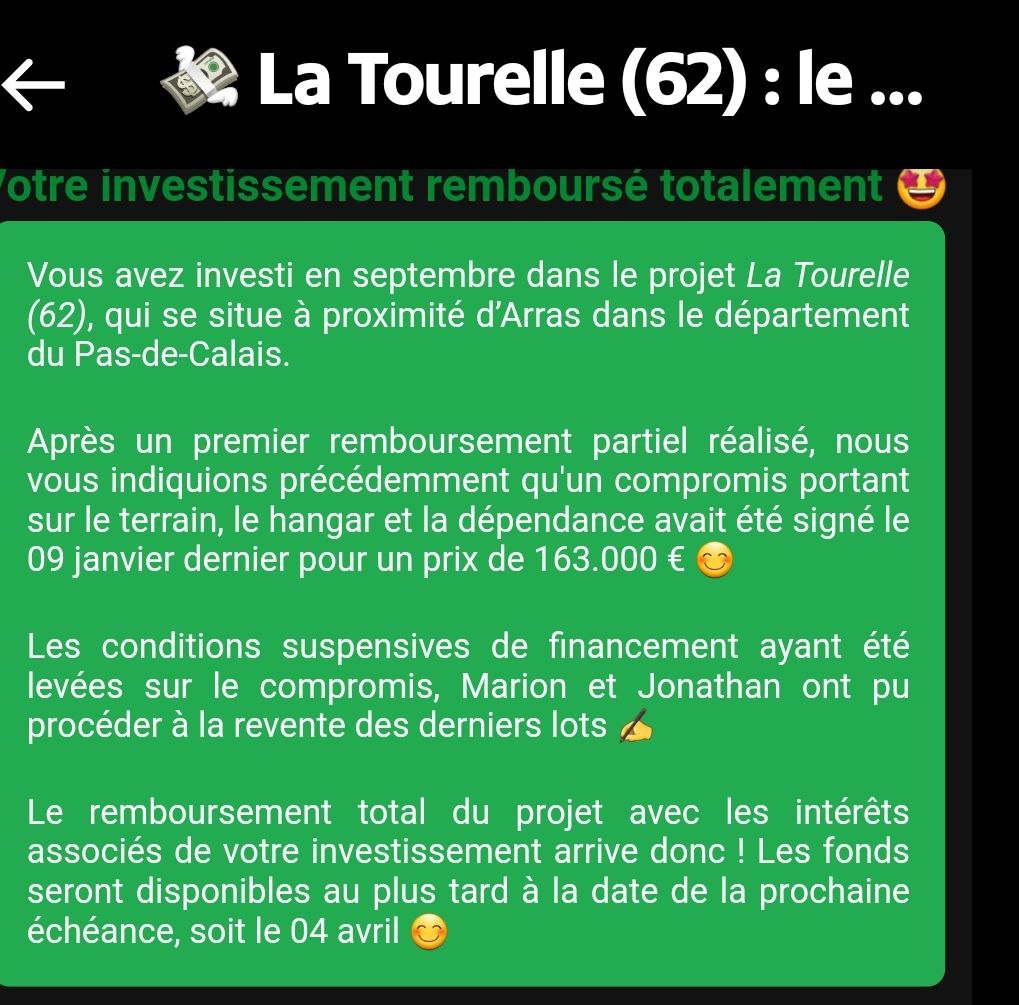 Actualité du projet crowdfunding La Première Brique La Tourelle