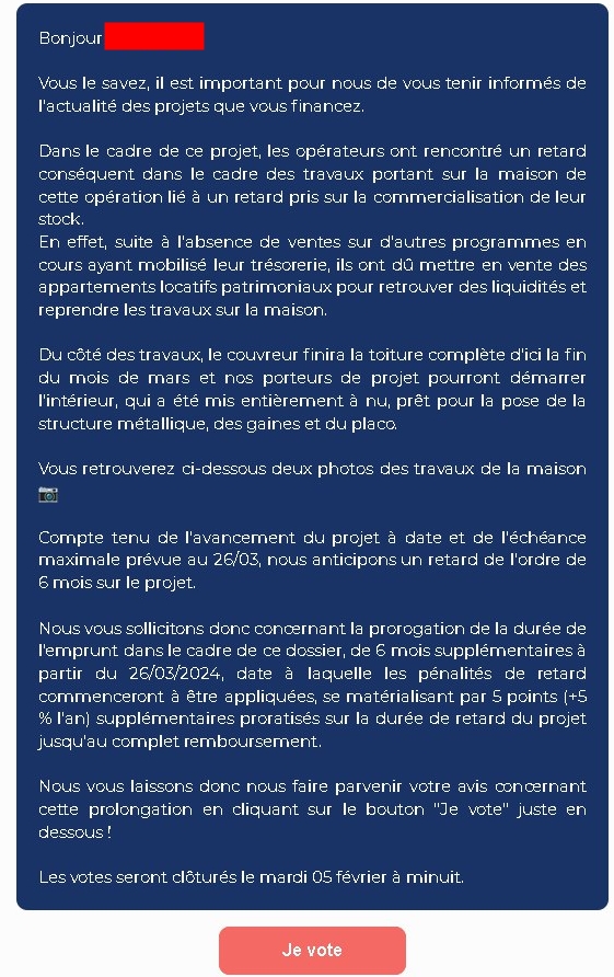 Actualité du projet crowdfunding La Première Brique - Le Daudet