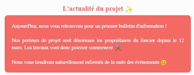 Actualité du projet crowdfunding La Première Brique - Le Pharo