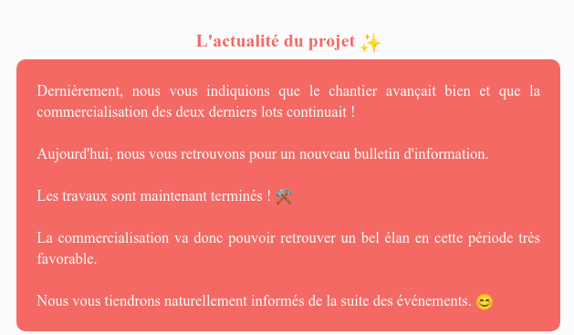 Actualité du projet crowdfunding La Première Brique - Le Turbot