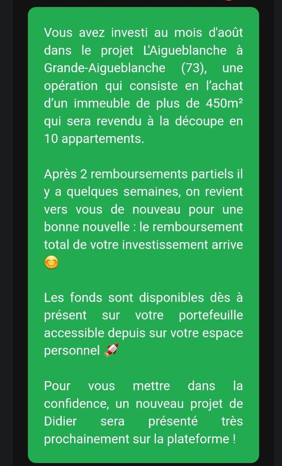 Le projet de crowdfunding La Première Brique L'Aigueblanche est entièrement remboursé
