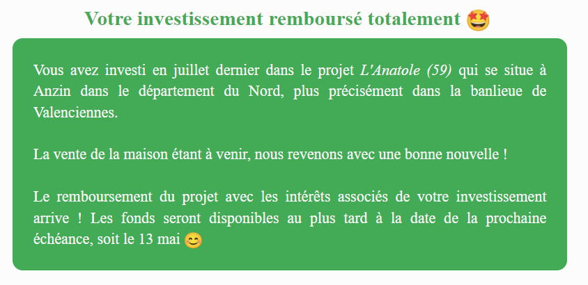 Le projet de crowdfunding La Première Brique L'Anatole est entièrement remboursé