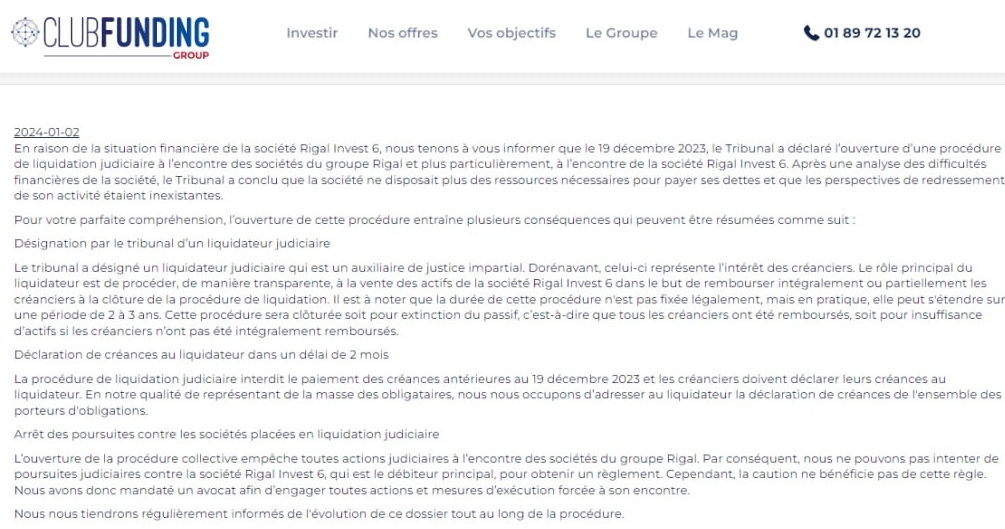 Mauvaise nouvelle crowdfunding, liquidation judiciaire d'un porteur présent chez Clubfunding et Wiseed